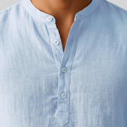 Camisa Henley Hombre de Lino Manga Larga
