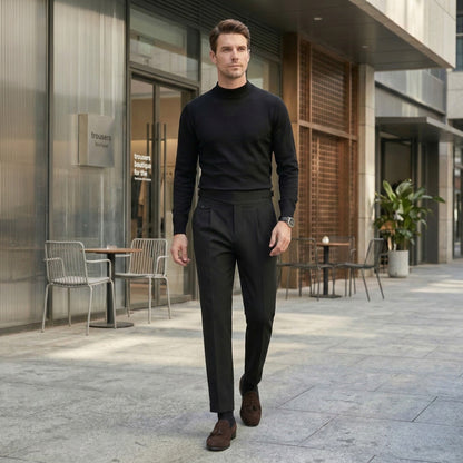 Pantalones Capri Hombre Tela Vestir Corte Regular Cintura Media
