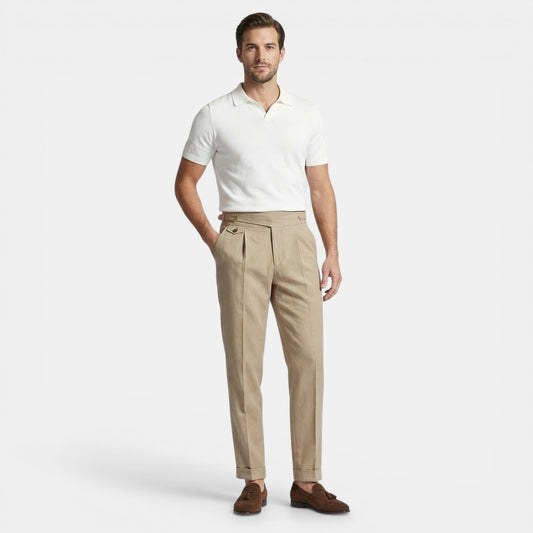 Pantalones Capri Hombre Tela Vestir Corte Regular Cintura Media - Mavetta