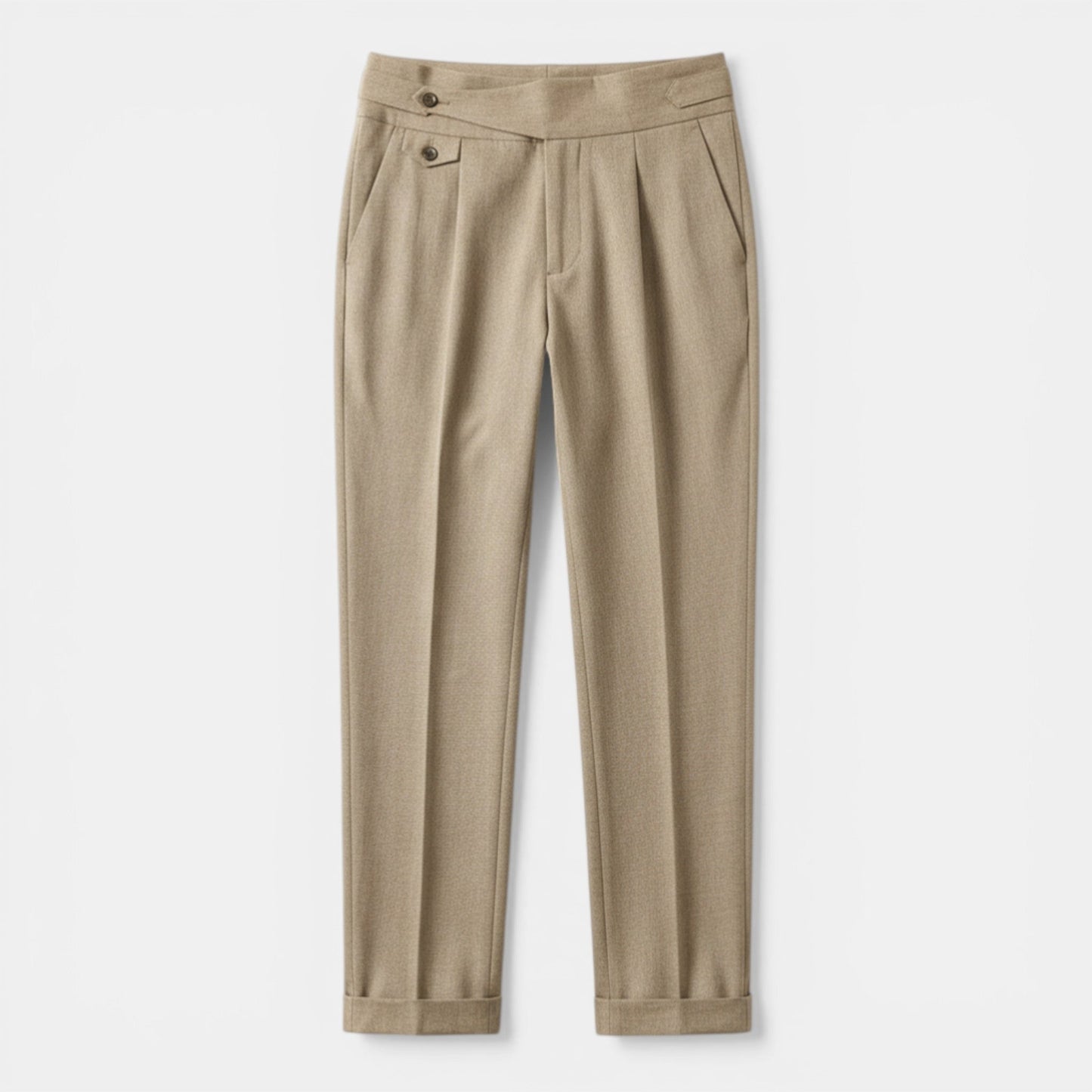 Pantalones Capri Hombre Tela Vestir Corte Regular Cintura Media