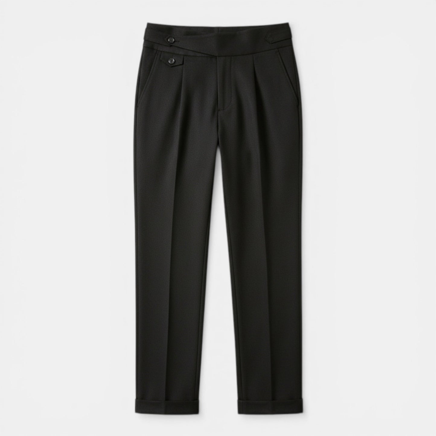 Pantalones Capri Hombre Tela Vestir Corte Regular Cintura Media