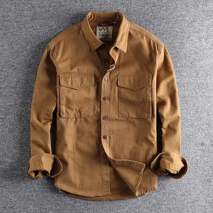 Camisa Hombre Utility Algodón Manga Larga Estilo Casual