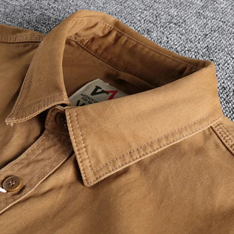 Camisa Hombre Utility Algodón Manga Larga Estilo Casual