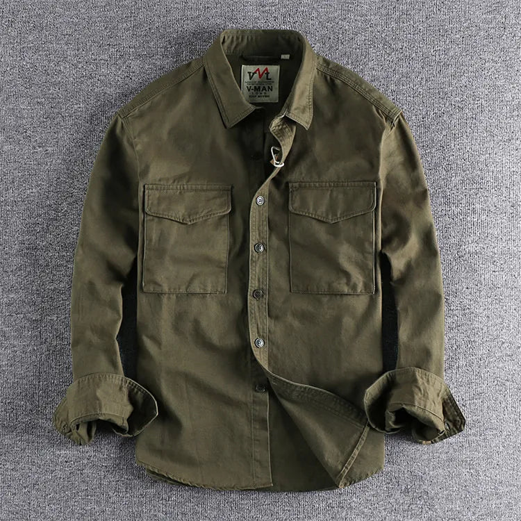 Camisa Hombre Utility Algodón Manga Larga Estilo Casual