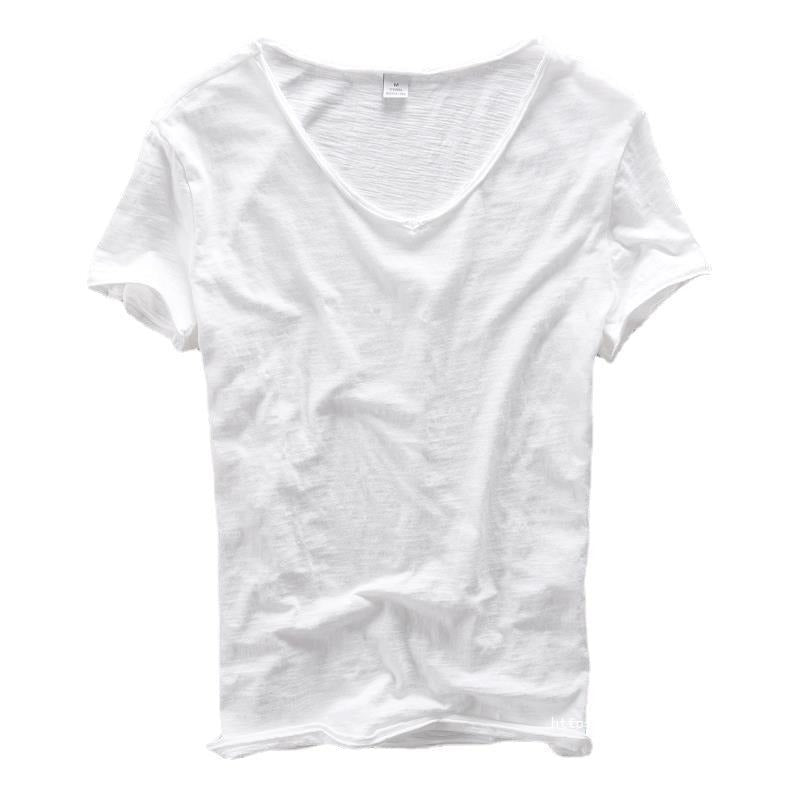 Camiseta Hombre Algodón Escote en V Ajuste Desenfadado
