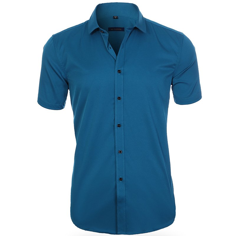 Camisa Hombre Algodón Corte Entallado Manga Corta
