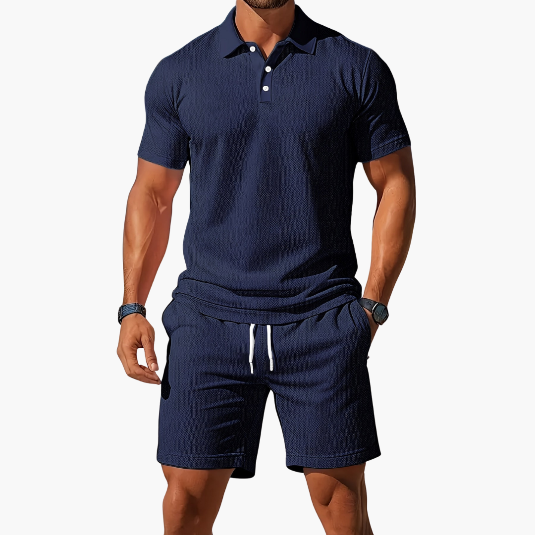 Conjunto Hombre Polo Algodón Casual Pantalón Corto