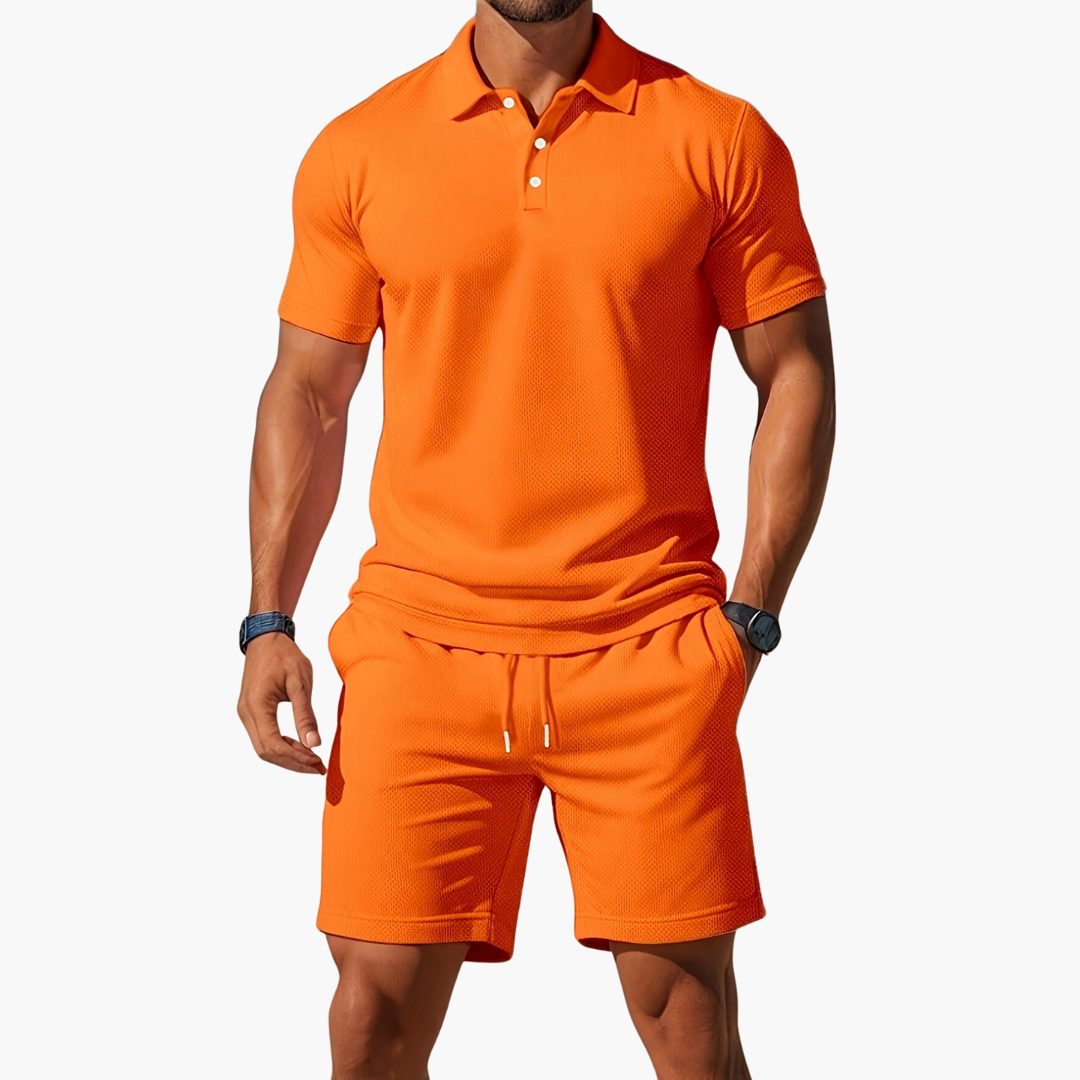 Conjunto Hombre Polo Algodón Casual Pantalón Corto