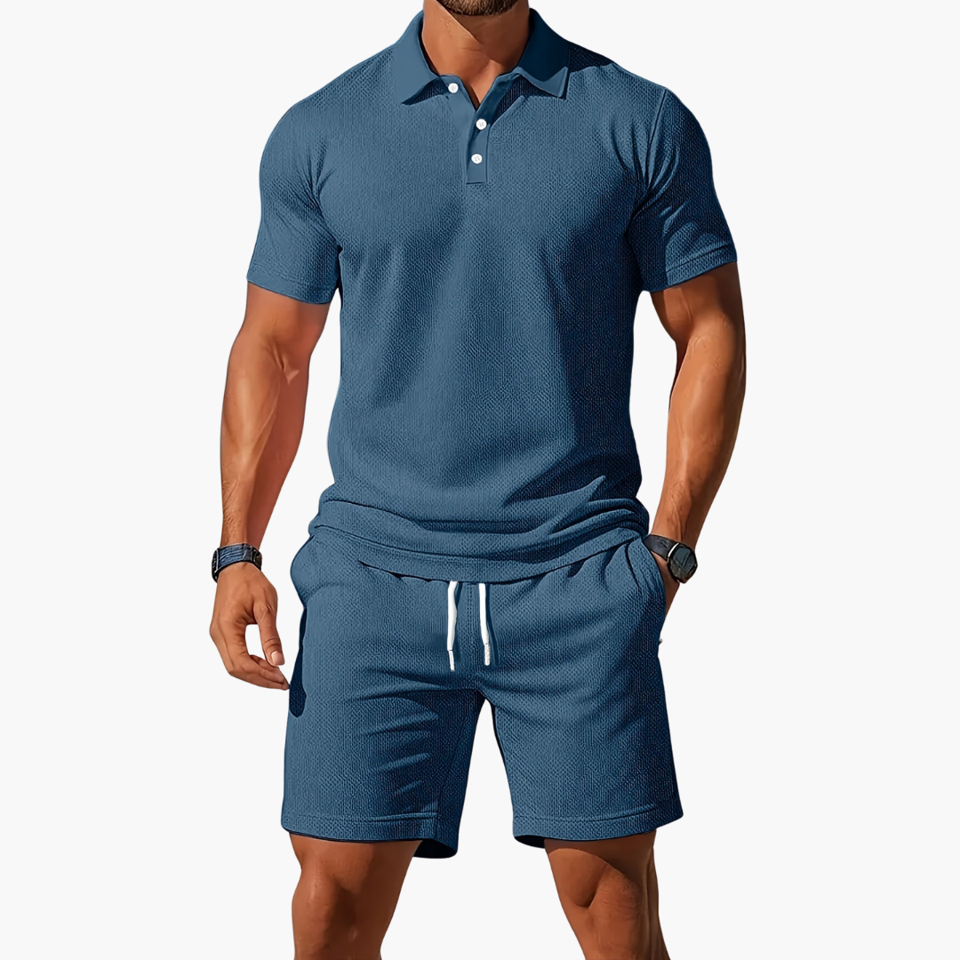Conjunto Hombre Polo Algodón Casual Pantalón Corto