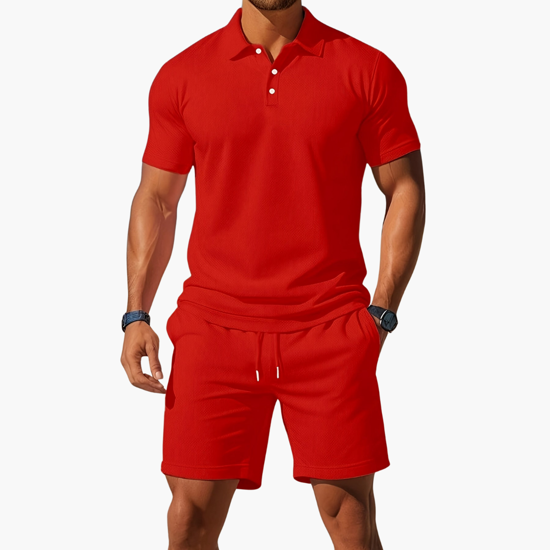 Conjunto Hombre Polo Algodón Casual Pantalón Corto