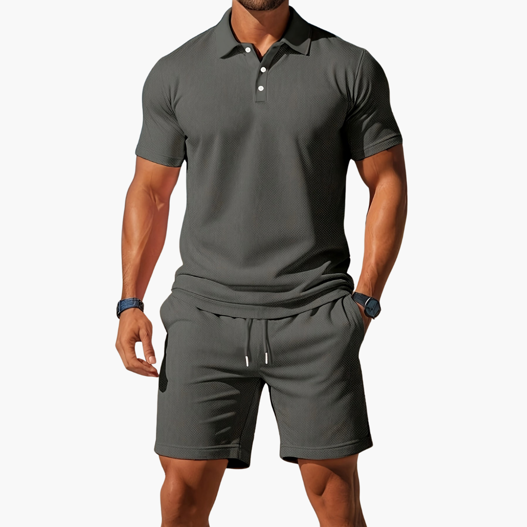 Conjunto Hombre Polo Algodón Casual Pantalón Corto