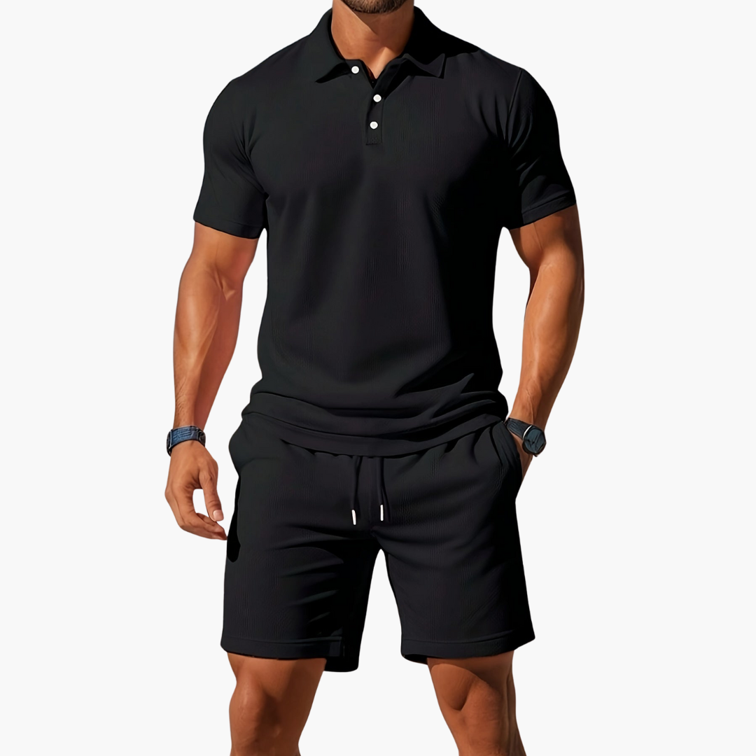 Conjunto Hombre Polo Algodón Casual Pantalón Corto