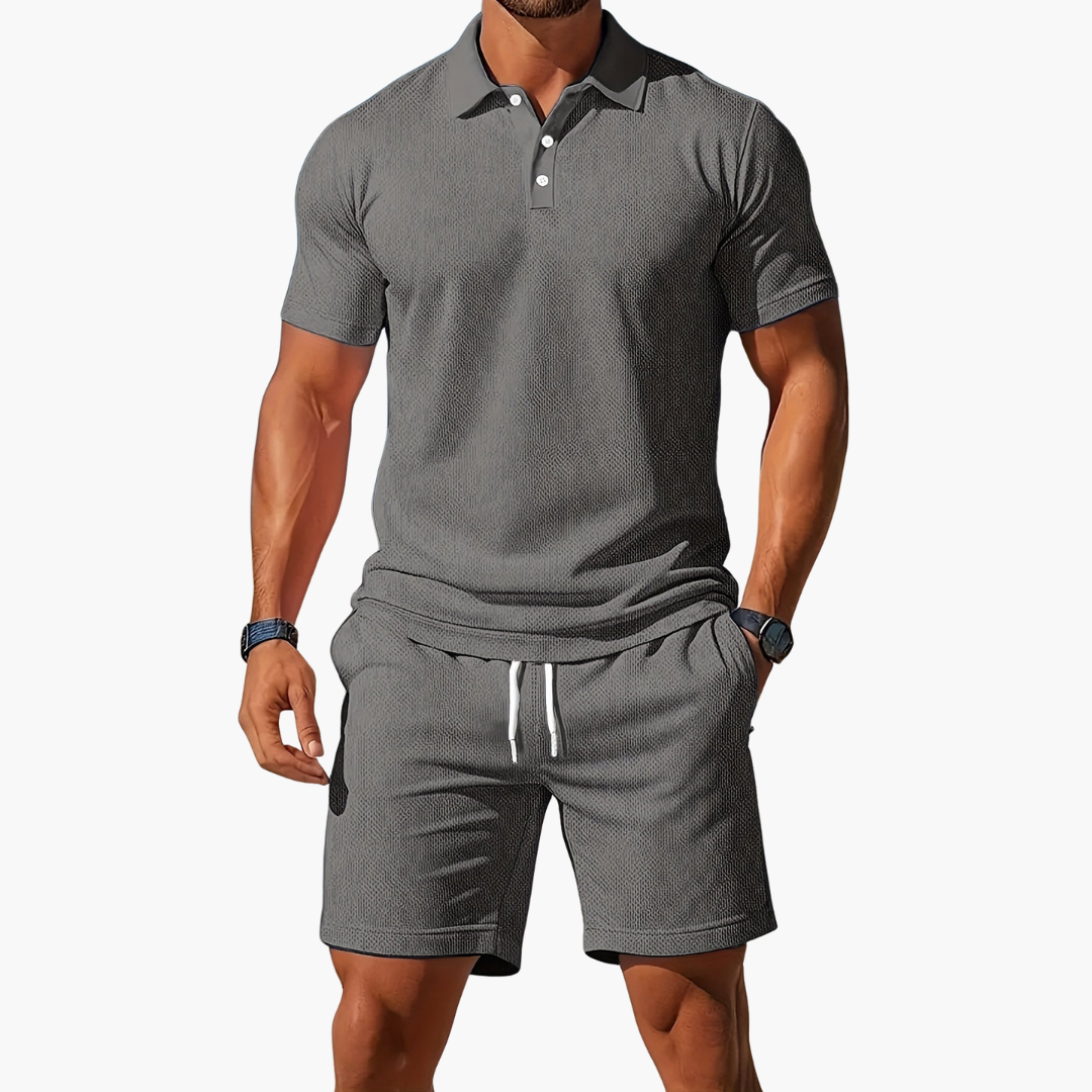 Conjunto Hombre Polo Algodón Casual Pantalón Corto