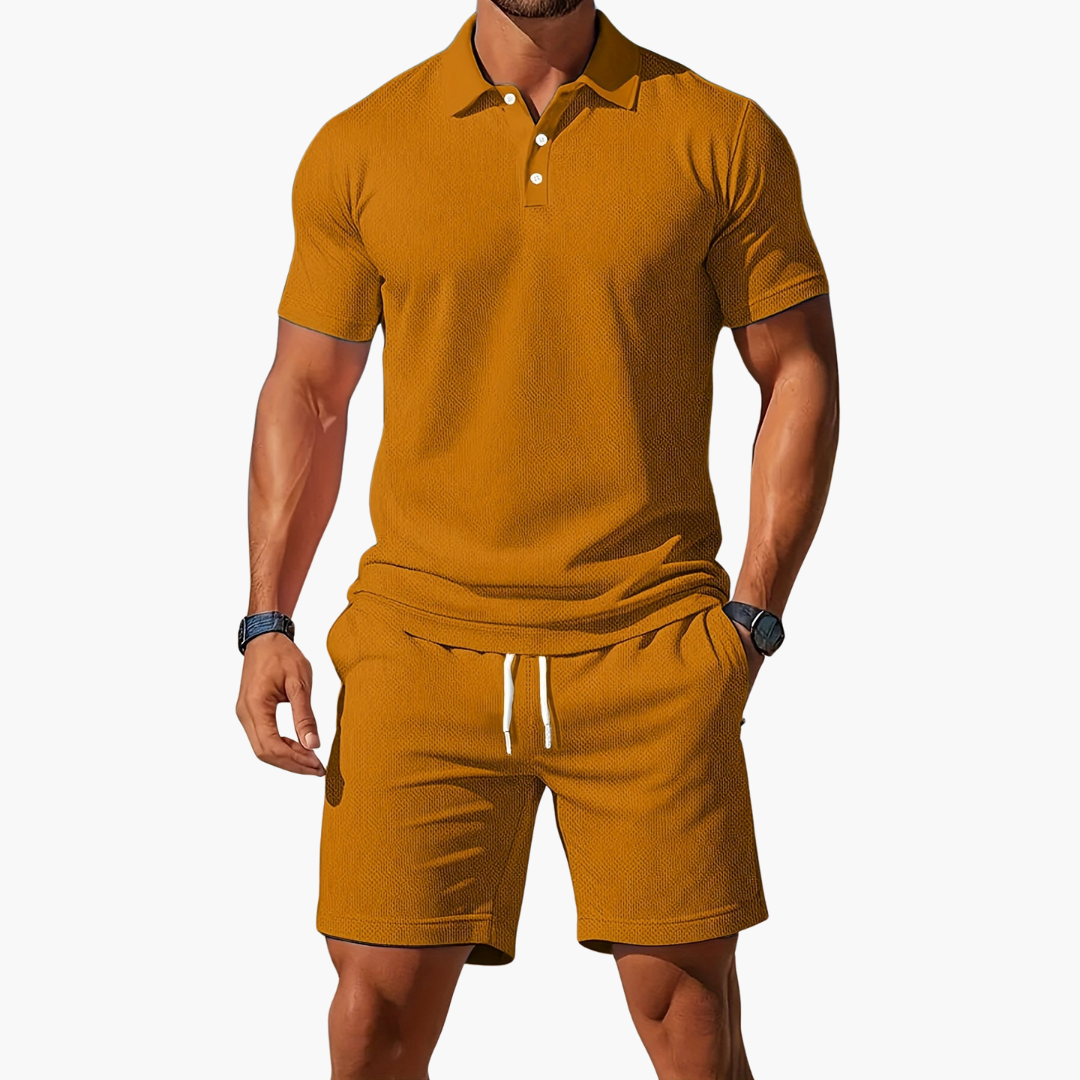 Conjunto Hombre Polo Algodón Casual Pantalón Corto