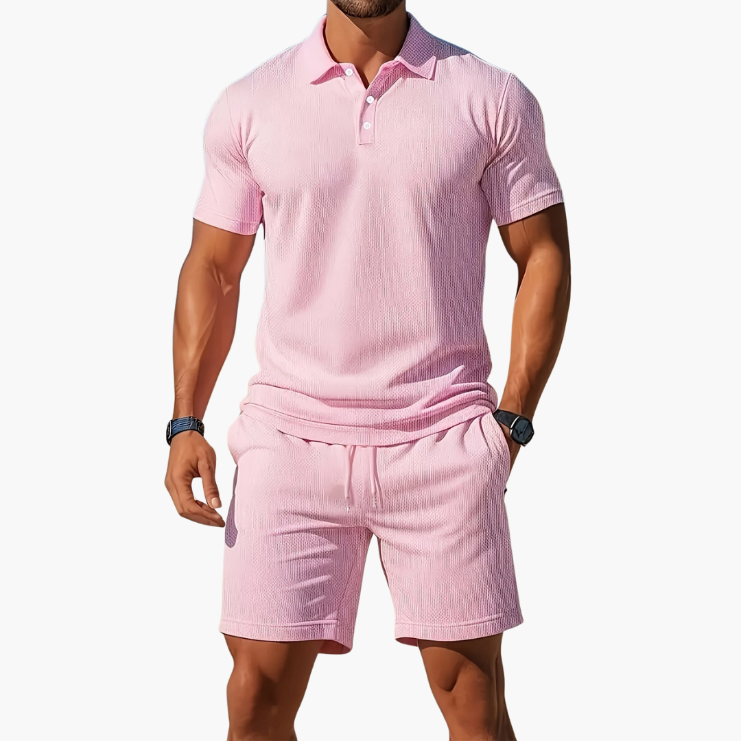 Conjunto Hombre Polo Algodón Casual Pantalón Corto