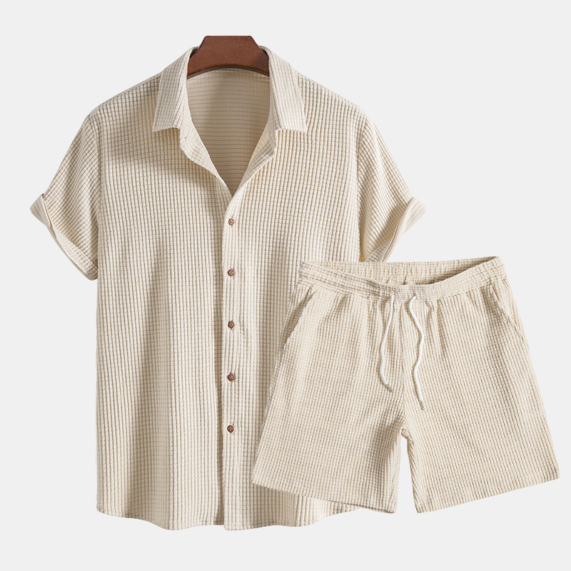 Conjunto hombre casual camisa y pantalón corto algodón - Mavetta