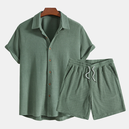 Conjunto hombre casual camisa y pantalón corto algodón