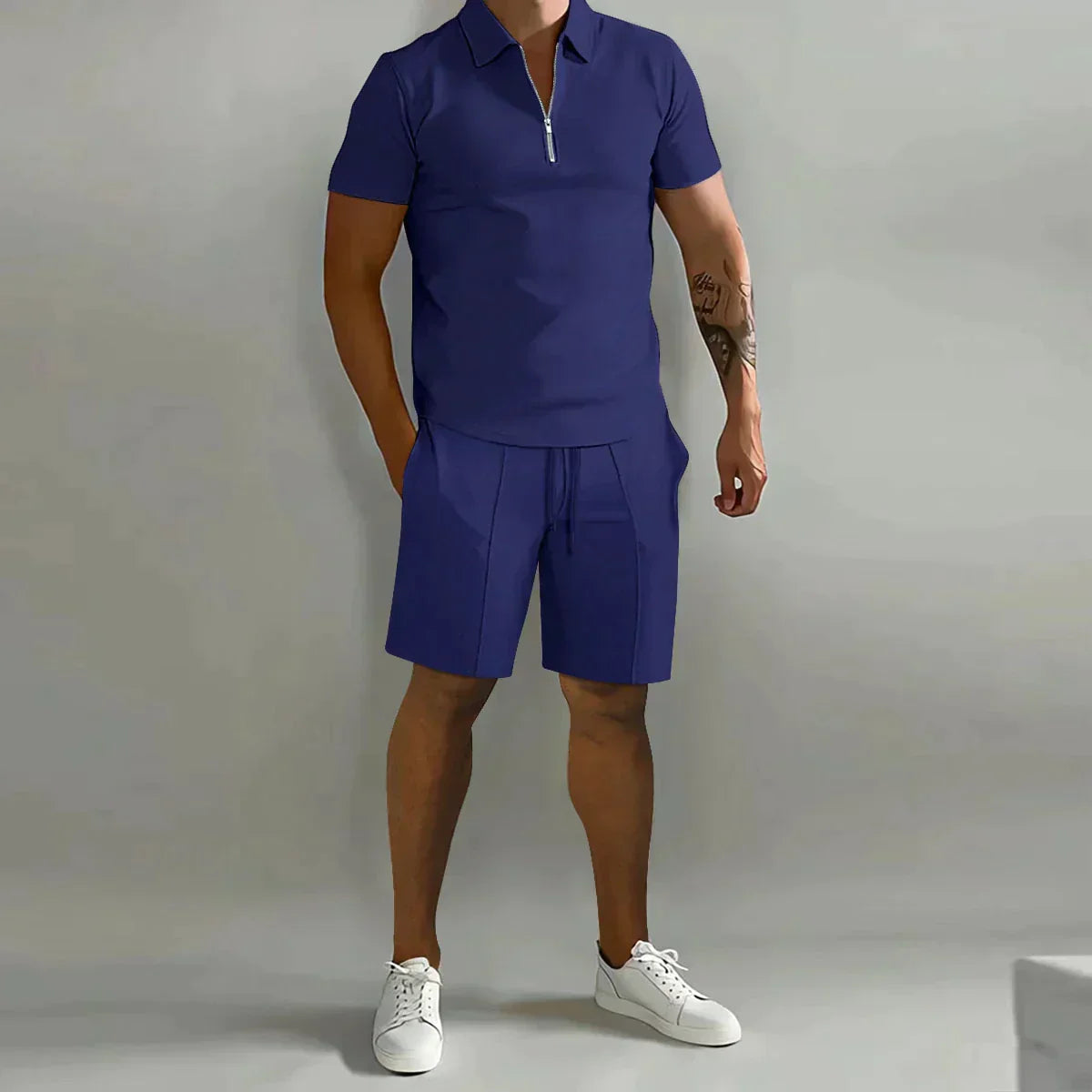 Polo Hombre Algodón Casual Cremallera Manga Corta