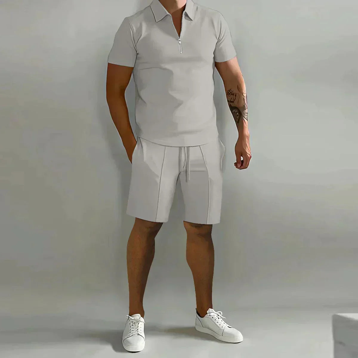 Polo Hombre Algodón Casual Cremallera Manga Corta