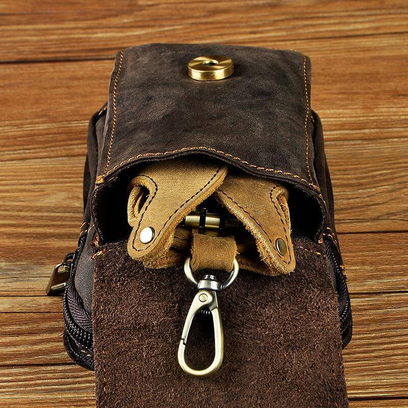 Riñonera Hombre de Cuero Ajustable Compacta