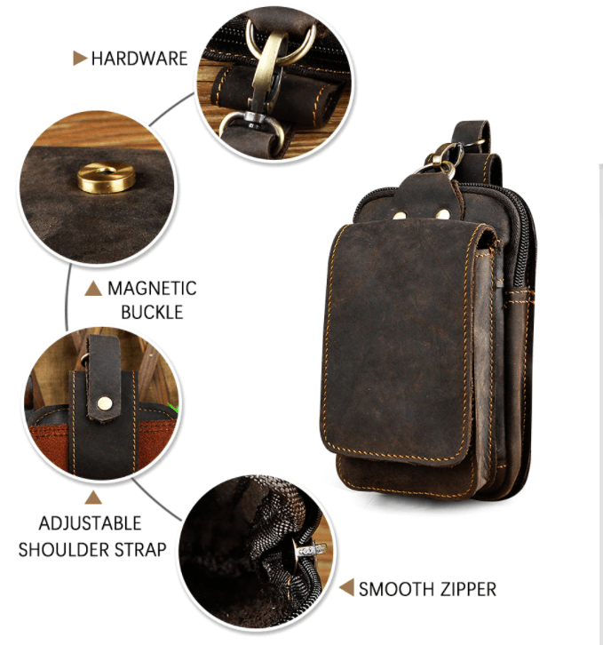 Riñonera Hombre de Cuero Ajustable Compacta