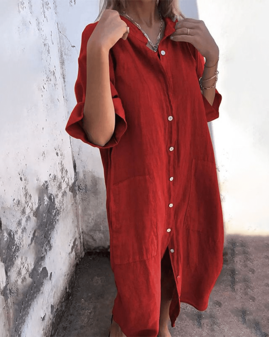 Vestido camisero mujer de algodón ligero con botones frontales