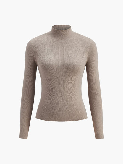 Jersey Mujer de Punto Cuello Alto Ajustado
