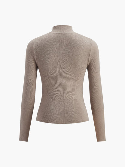 Jersey Mujer de Punto Cuello Alto Ajustado