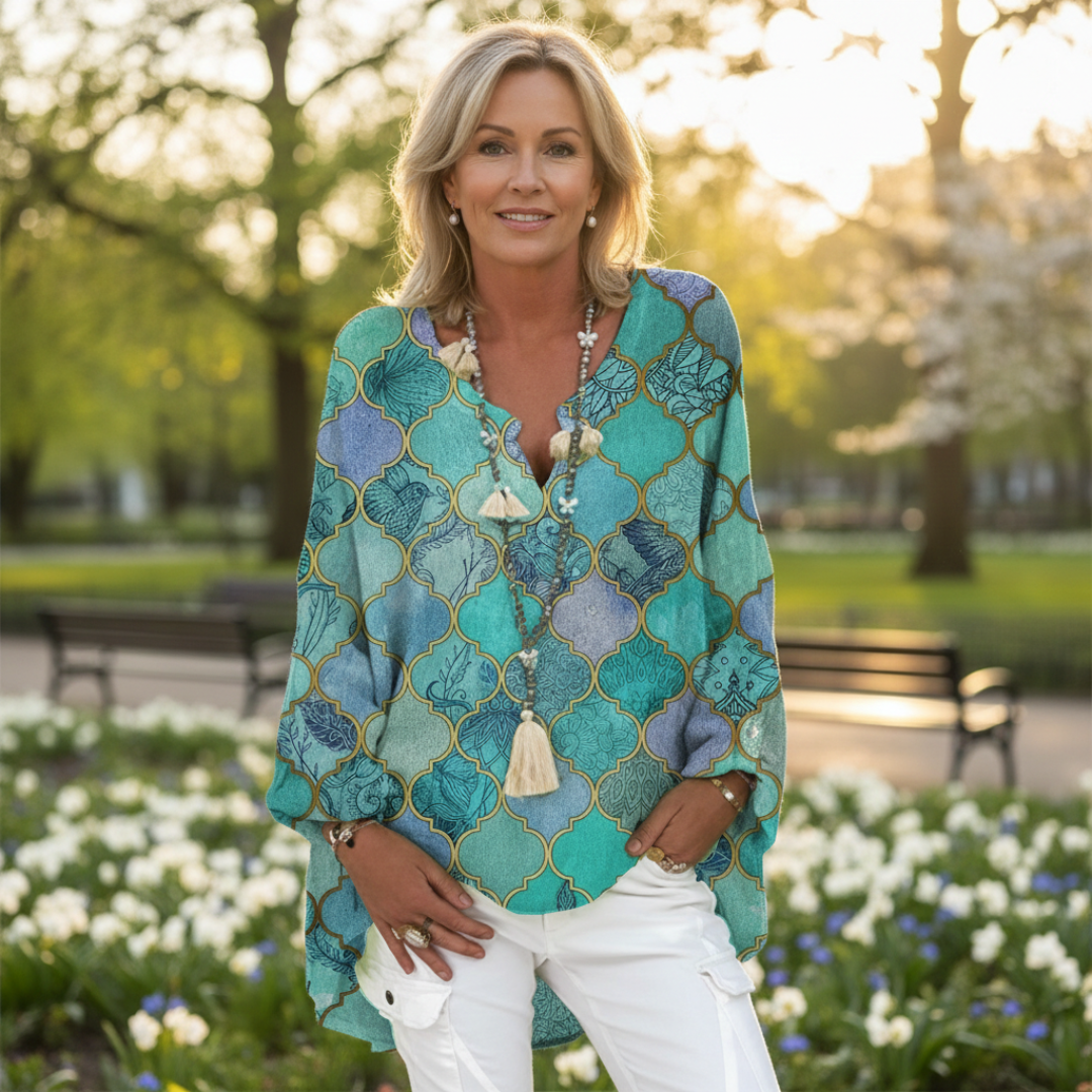 Camisa Mujer de Lino Botones Corte Largo