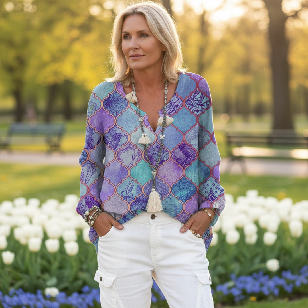 Camisa Mujer de Lino Botones Corte Largo