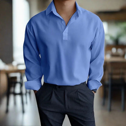 Camisa Hombre Algodón Cuello Clásico Manga Larga