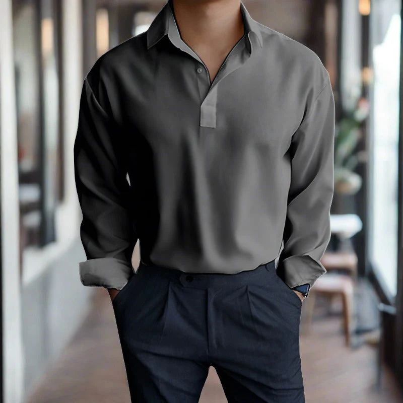 Camisa Hombre Algodón Cuello Clásico Manga Larga