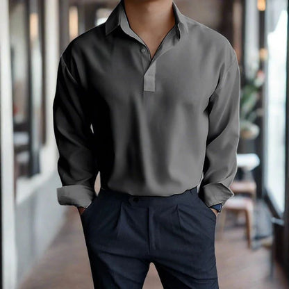 Camisa Hombre Algodón Cuello Clásico Manga Larga