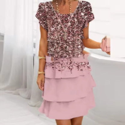 Vestido Corto Mujer de Volantes y Estampado Floral