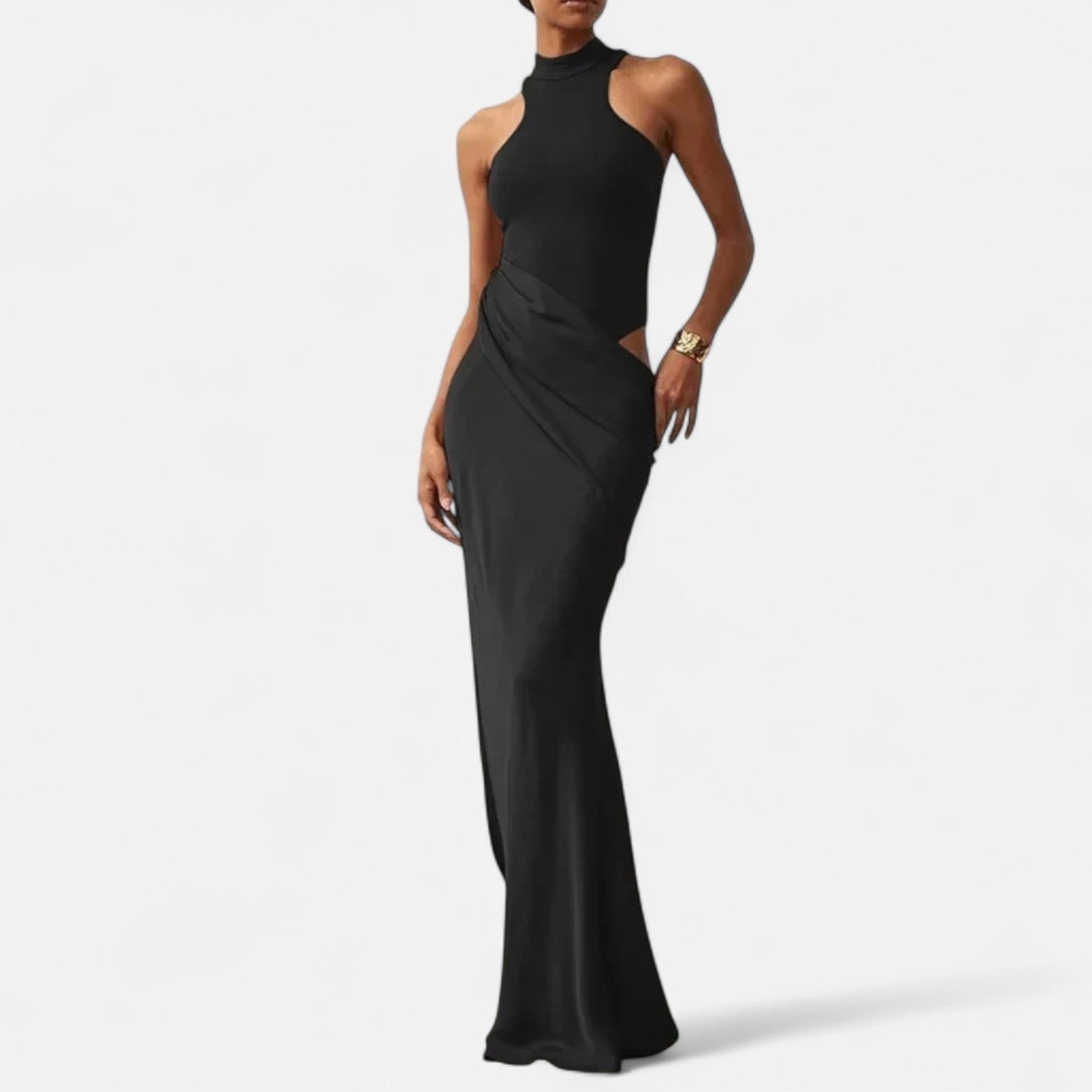 Vestido Largo Mujer Ajustado Escote Halter y Cut Out - Mavetta