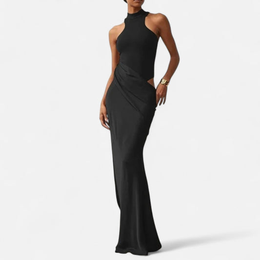 Vestido Largo Mujer Ajustado Escote Halter y Cut Out - Mavetta
