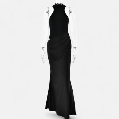 Vestido Largo Mujer Ajustado Escote Halter y Cut Out