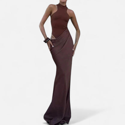 Vestido Largo Mujer Ajustado Escote Halter y Cut Out