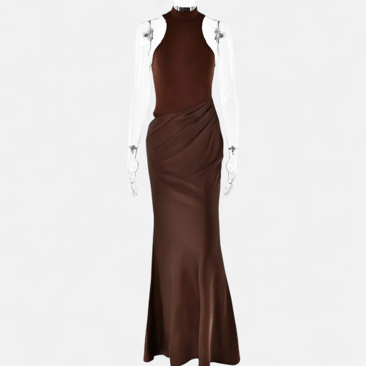 Vestido Largo Mujer Ajustado Escote Halter y Cut Out
