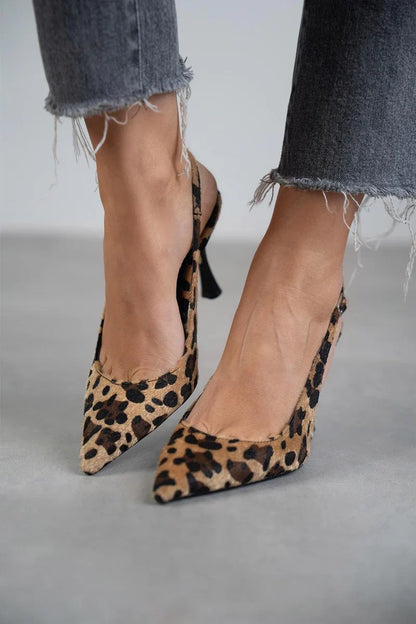 Zapatos de tacón Mujer con punta afilada y estampado animal