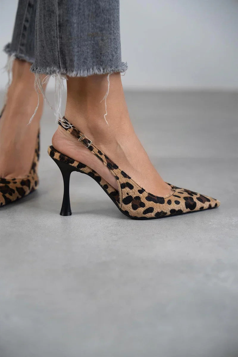 Zapatos de tacón Mujer con punta afilada y estampado animal