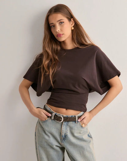 Camisa cropped mujer Algodón estilo relajado oversize - Mavetta