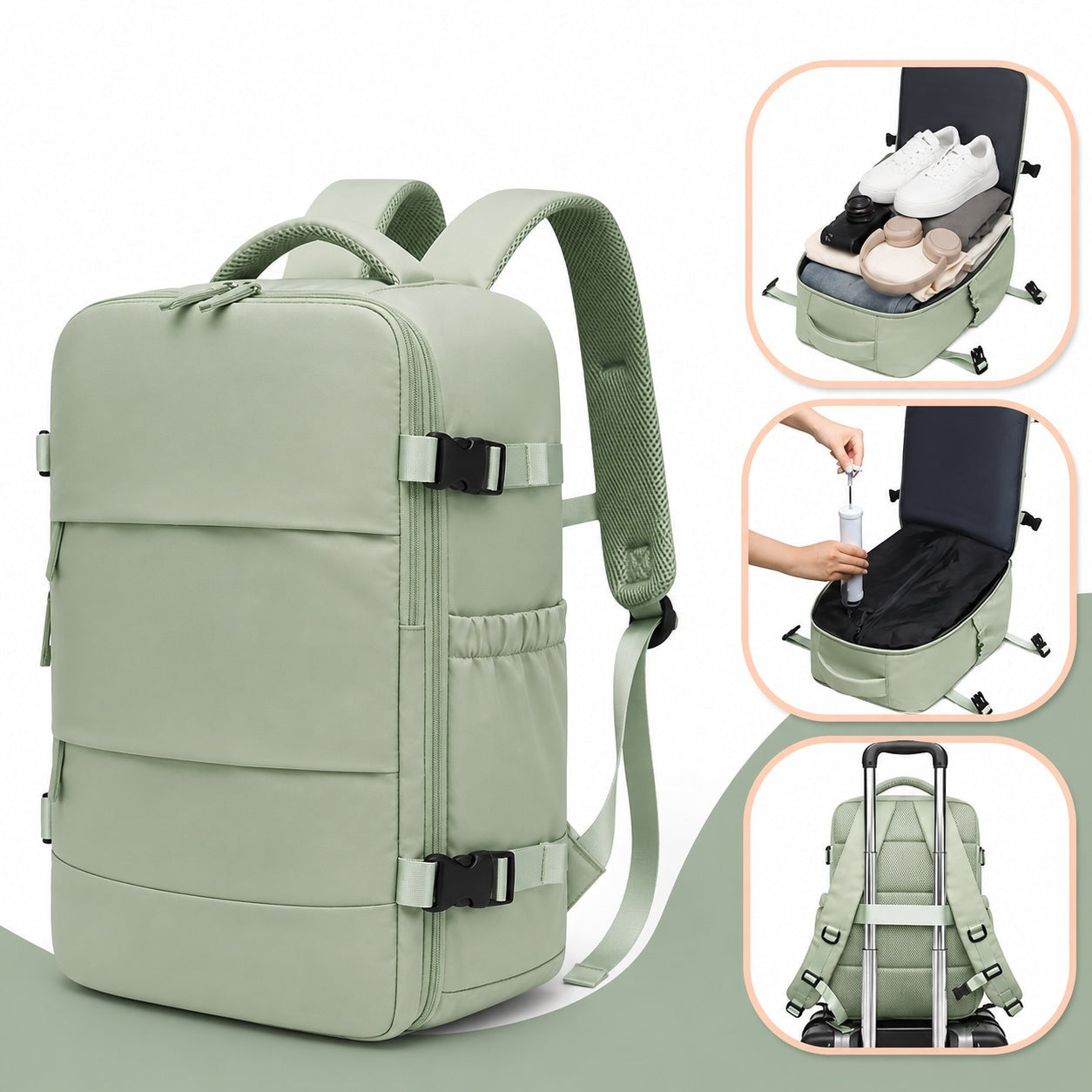Mochila de Viaje con Compresión al Vacío Hombre Multifuncional