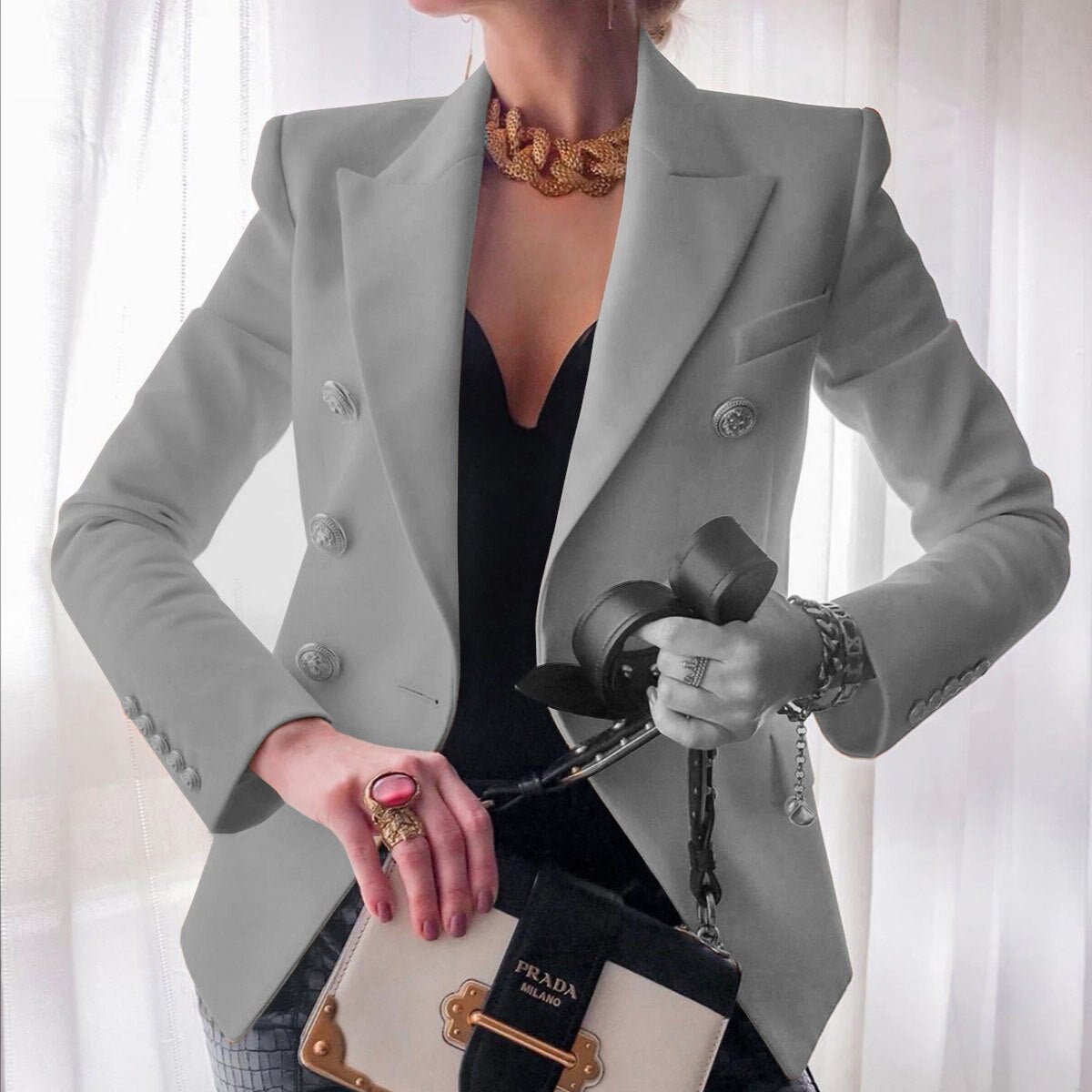 Chaqueta Mujer de Traje Moderna Ajuste Slim