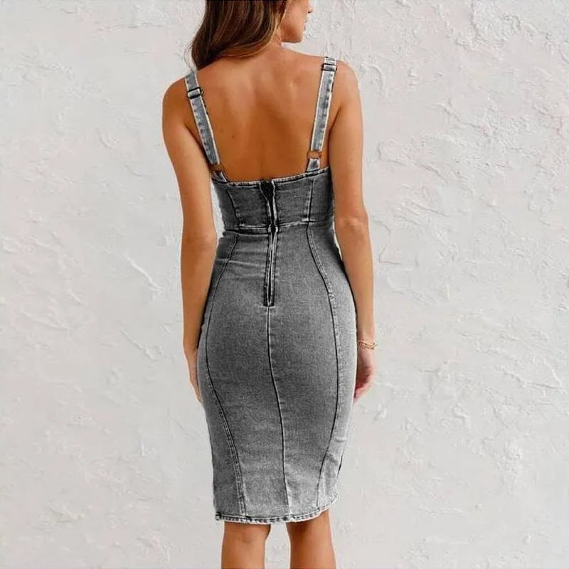 Vestido camisola mujer de denim ligero y versátil