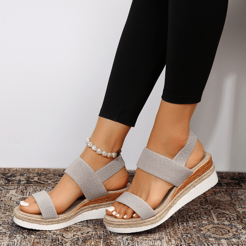 Sandalias Plataforma Mujer Lino Cuña Cuerda
