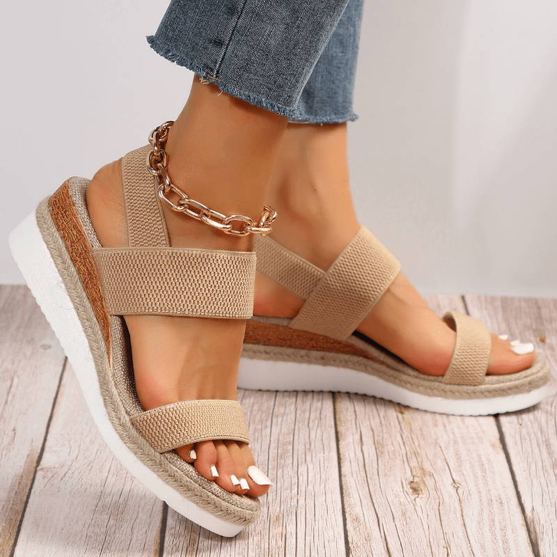 Sandalias Plataforma Mujer Lino Cuña Cuerda - Mavetta
