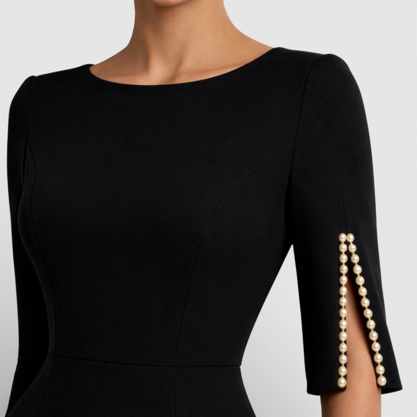 Vestido Midi Mujer Ajustado con Perlas