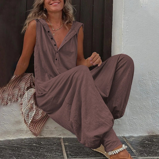 Mono Casual Mujer de Tejido Ligero Pierna Ancha Sin Mangas - Mavetta