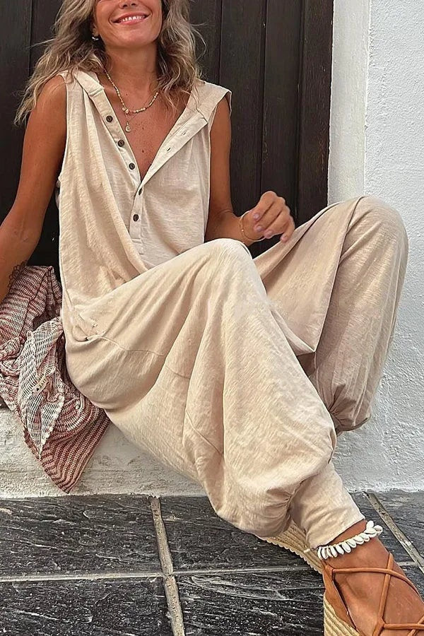 Mono Casual de Pierna Ancha Mujer Sin Mangas